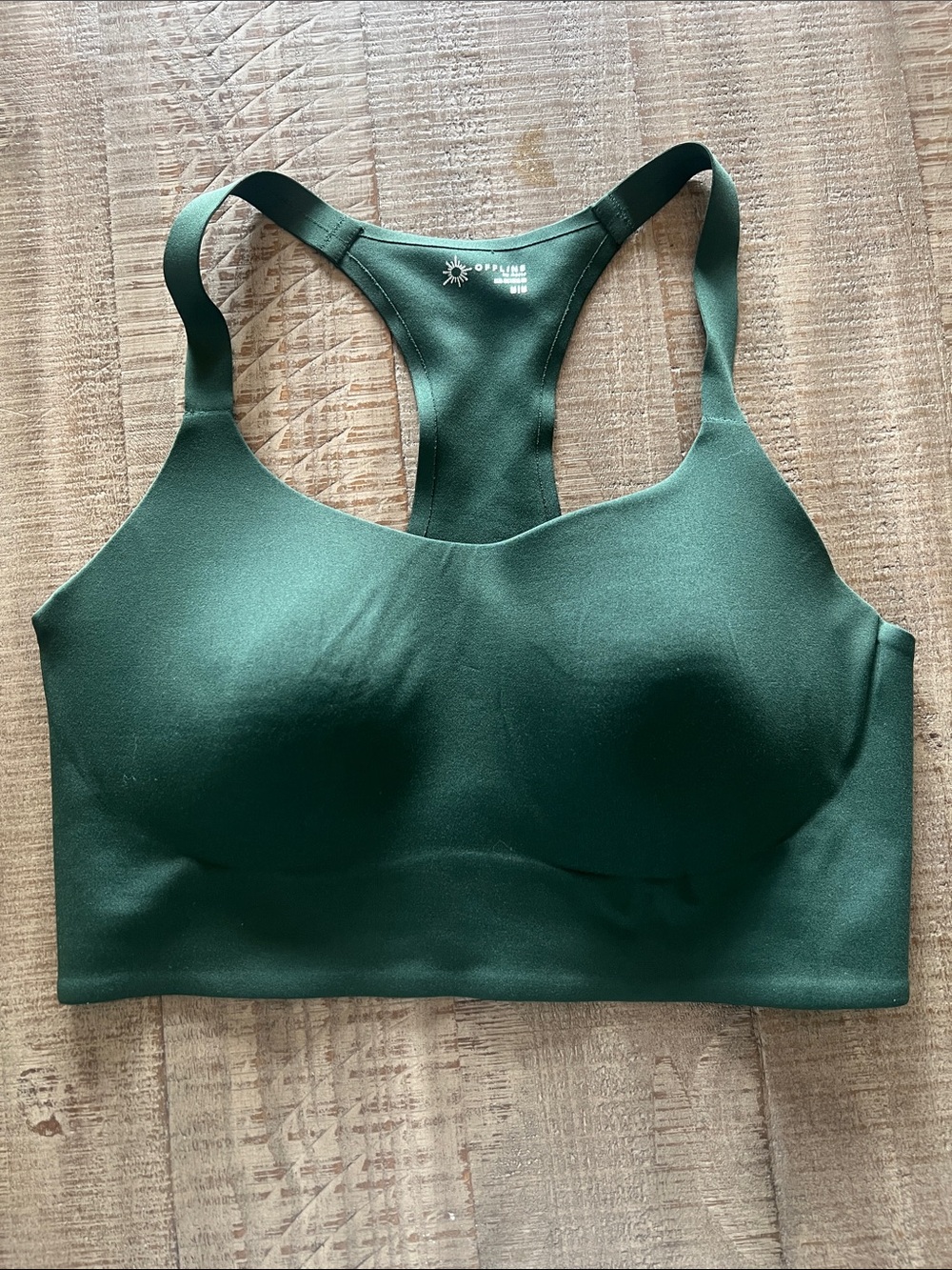 aerie OFFLINE Real Me Hold Up! Racerback Sports Bra - Dark Green - Picture 3 of 4